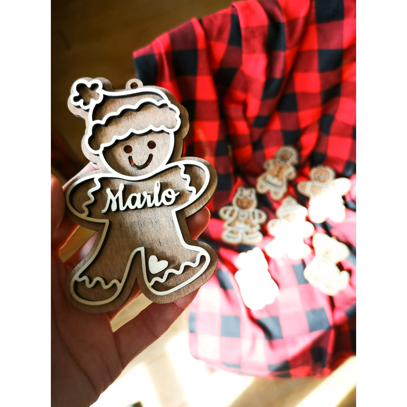 Drvena kuglica Gingerbread s imenom | Mak Laser Studio